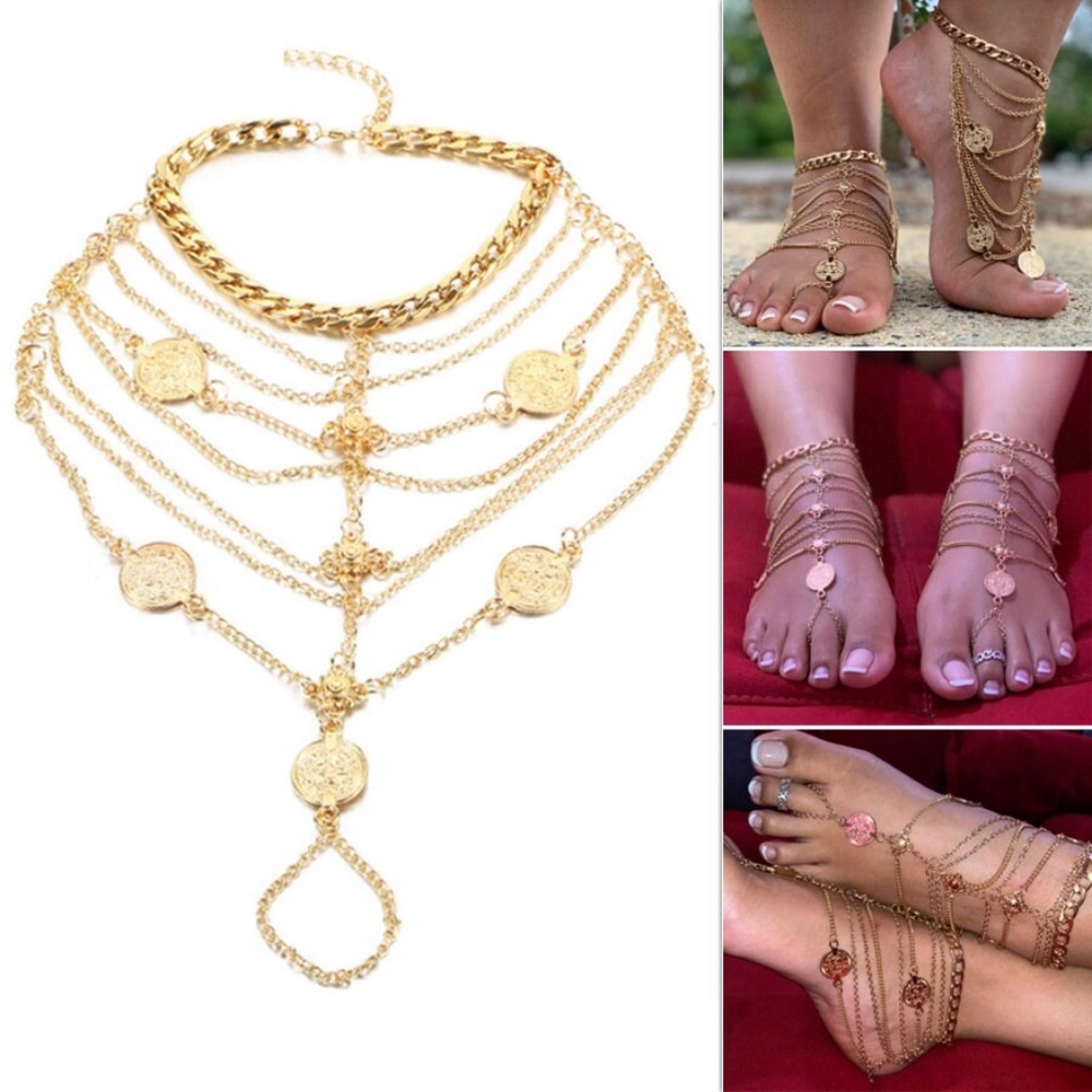 Bohemia Toe Anklet, Coin Anklet, Gold/Silver Toe Anklet, SINGLE NOT A SET